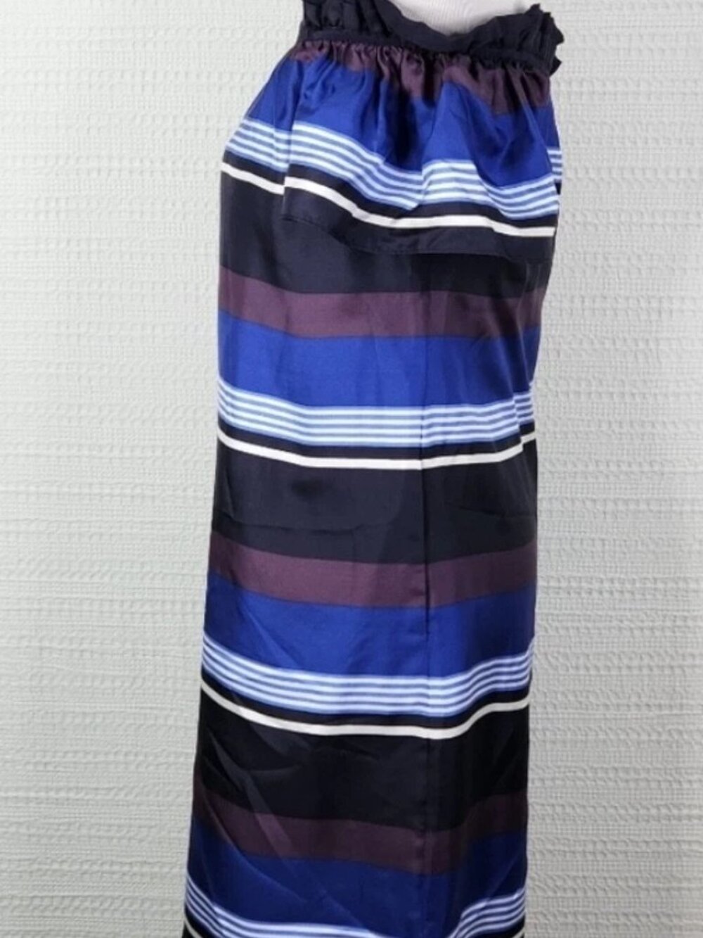 Banana Republic Silk Stripe Off The Shoulder Shift Dress Womens S Lined Pockets - Picture 5 of 14